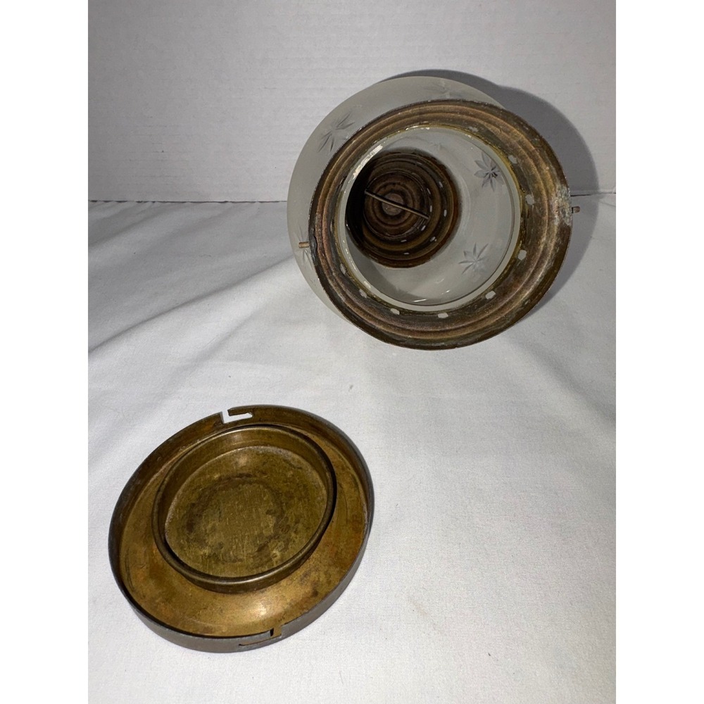 Frosted Etched Star Glass Brass Candle Lantern Hanging Tea Light Holder Vintage - Picture 6 of 14